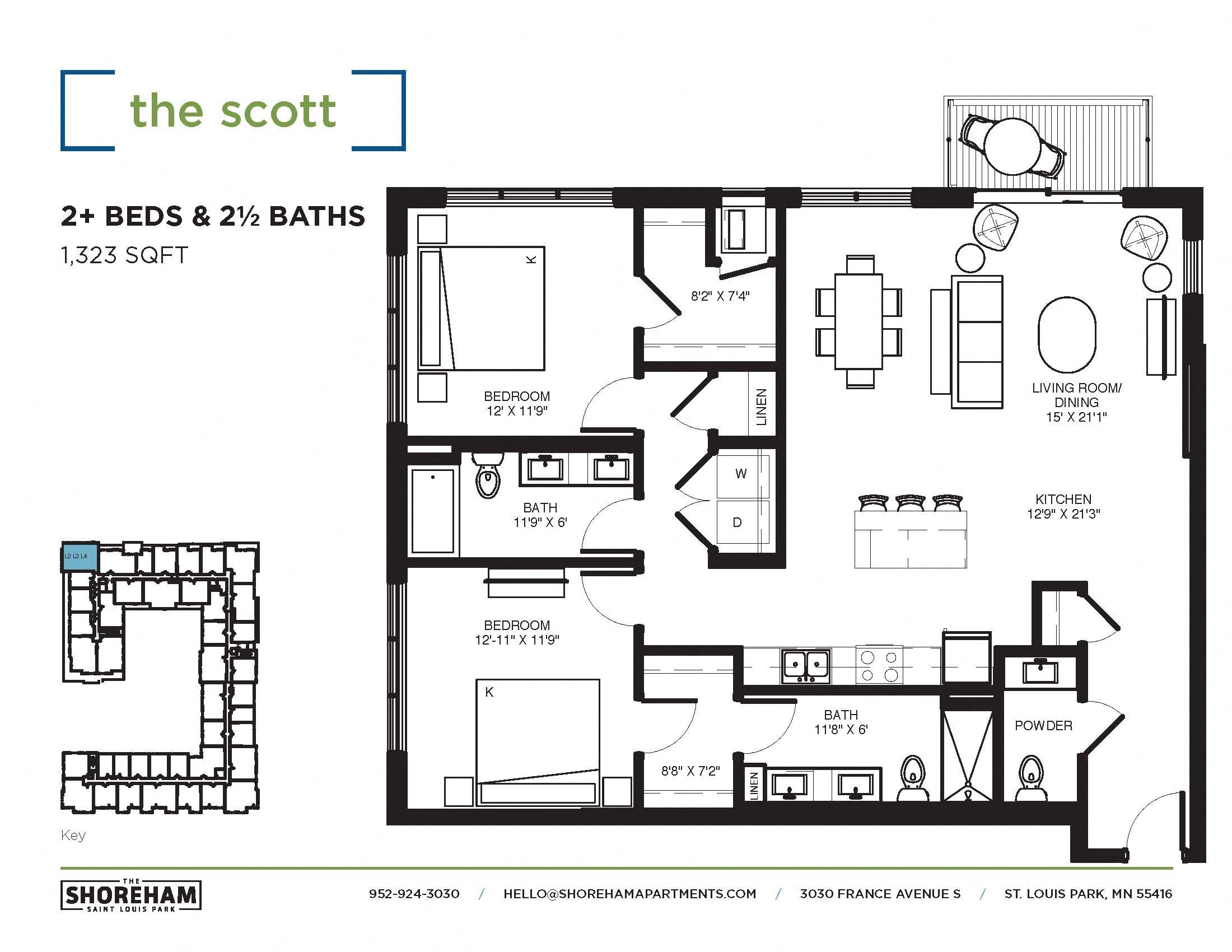 The Scott Floor plan at The Shoreham, Minnesota, 55416